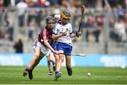 3 September 2017; Brian Noone of St. Mary's National School, Ballinasloe, Co Galway, representing Galway, in action against Niall Carrigg of Ballyea N.S., Co Clare, representing Waterford, during the INTO Cumann na mBunscol GAA Respect Exhibition Go Games at Galway v Waterford - GAA Hurling All-Ireland Senior Championship Final at Croke Park in Dublin. Photo by Seb Daly/Sportsfile