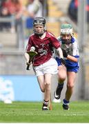 3 September 2017; Tom O'Flaherty of Aghamore National School, Ballyhaunis, Co Mayo, representing Galway, in action against Shea Pucci of St Patrick's, Newtownards, Co Down, representing Waterford, during the INTO Cumann na mBunscol GAA Respect Exhibition Go Games at Galway v Waterford - GAA Hurling All-Ireland Senior Championship Final at Croke Park in Dublin. Photo by Seb Daly/Sportsfile