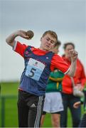 19 August 2017; Charlie Laverty of Castleblayney, Co Monaghan, competing in the Boys U14 and O12 Shot Put event during day 1 of the Aldi Community Games August Festival 2017 at the National Sports Campus in Dublin. Photo by Sam Barnes/Sportsfile