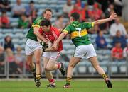 10 June 2012; Niall McCarthy, Cork, in action against James Walsh, left, and Jack Sherwood, Kerry. Munster GAA Football Junior Championship, Semi-Final, Cork v Kerry, Pairc Ui Chaoimh, Cork. Picture credit: Brendan Moran / SPORTSFILE