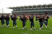 3 June 2012; A general view of the Dublin Fire Brigade Pipe band playing before the start of the game. Leinster GAA Football Senior Championship Quarter-Final, Louth v Dublin, Croke Park, Dublin. Photo by Sportsfile