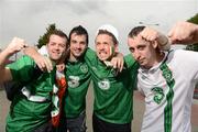 10 June 2012; Republic of Ireland supporters, from left to right, Coalan Manley, from Newry, Co. Down, Brian Woods, from Dublin, Ian Fleming, from Newry, Co. Down, and Barry Lynch, from Dublin, before the game. EURO2012, Group C, Republic of Ireland v Croatia, Municipal Stadium Poznan, Poznan, Poland. Picture credit: David Maher / SPORTSFILE