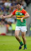 10 June 2012; Derek Hayden, Carlow, leaves the field after recieving a red card. Leinster GAA Football Senior Championship, Quarter-Final, Meath v Carlow, O'Connor Park, Tullamore, Co. Offaly. Picture credit: Barry Cregg / SPORTSFILE