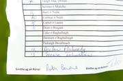 10 June 2012; A section of the team sheet showing the number 13 as Seanie Johnston. He scored five points in a 1 - 11 to 1 - 8 victory over Kilcock GAA Club. Kildare Senior Football League, Division 2, Kilcock GAA Club v St Kevin's GAA Club, Kilcock GAA Club, Baltracey, Kilcock, Co. Kildare. Picture credit: Ray McManus / SPORTSFILE