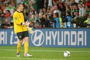 10 June 2012; Republic of Ireland goalkeeper Shay Given reacts after Nikica Jelavic, Croatia, scored their side's second goal after 43 minutes. EURO2012, Group C, Republic of Ireland v Croatia, Municipal Stadium Poznan, Poznan, Poland. Photo by Sportsfile