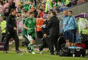 10 June 2012; Robbie Keane, Republic of Ireland, leaves the field after being replaced by Shane Long. EURO2012, Group C, Republic of Ireland v Croatia, Municipal Stadium Poznan, Poznan, Poland. Photo by Sportsfile
