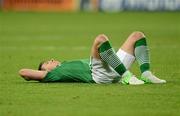 10 June 2012; A dejected Sean St. Ledger, Republic of Ireland, after the game. EURO2012, Group C, Republic of Ireland v Croatia, Municipal Stadium Poznan, Poznan, Poland. Picture credit: David Maher / SPORTSFILE
