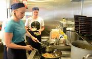 11 June 2012; Irish Olympic athletes Derval O'Rourke, athletics, and Natalya Coyle, modern pentathlon, prepare for the Olympics by learning to prepare healthy food during a Wagamama 'Positive Eating' Cooking Class in Wagamama, Blanchardstown, Co. Dublin. Picture credit: Brendan Moran / SPORTSFILE