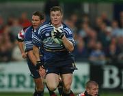 30 August 2002; Brian O'Driscoll of Leinster bursts through the Pontypridd defence to score a try just before half time during the Celtic League Pool B match between Leinster and Pontypridd at Donnybrook Stadium in Dublin. Photo by Ray McManus/Sportsfile