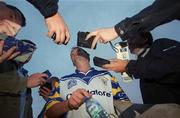 29 August 2002; David Fitzgerald is interviewed during a Clare hurling press night prior to their All-Ireland Hurling Final against Kilkenny. Photo by Ray McManus/Sportsfile