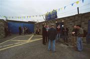 29 August 2002; Members of the Press, Radio and Television wait, outside the gates of Cusack Park, before being admitted to see the last 10 minutes of a training session for a Clare hurling press night prior to their All-Ireland Hurling Final against Kilkenny. Photo by Ray McManus/Sportsfile