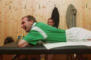 30 August 2002; DJ Carey receives some light treatment from physiotherapist Joe Malone during a Kilkenny hurling press night prior to their All-Ireland Hurling Final against Clare. Photo by Damien Eagers/Sportsfile