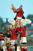 31 August 2002; Mick O'Driscoll of Munster wins possession in the lineout from Vernon Cooper of Llanelli during the Celtic League Pool A match between Llanelli and Munster at Stradey Park in Llanelli, Wales. Photo by Matt Browne/Sportsfile