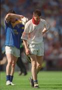 1 September 2002; Emmett Finn of Longford dejected following his side's defeat in the All-Ireland Minor Football Championship Semi-Final match between Longford and Derry at Croke Park in Dublin. Photo by Damien Eagers/Sportsfile