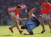 1 September 2002; Paddy McKeever of Armagh in action against Peadar Andrews of Dublin during the Bank of Ireland All-Ireland Senior Football Championship Semi-Final match between Armagh and Dublin at Croke Park in Dublin. Photo by Ray McManus/Sportsfile