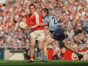1 September 2002; John McEntee of Armagh in action against Barry Cahill of Dublin during the Bank of Ireland All-Ireland Senior Football Championship Semi-Final match between Armagh and Dublin at Croke Park in Dublin. Photo by Pat Murphy/Sportsfile