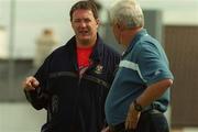 23 August 2002; Munster assistant coach Brian Hickey, left, in conversation with head coach Alan Gaffney prior to the pre-season friendly match between Connacht and Munster at the Sportsground in Galway. Photo by Matt Browne/Sportsfile