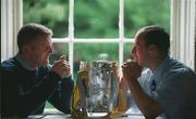 4 September 2002; Kilkenny captain Andy Comerford, right, and Clare captain Brian Lohan, with the Liam MacCarthy cup, during a photocall prior to the Guinness All-Ireland Senior Hurling Championship Final between Kilkenny and Clare. Photo by David Maher/Sportsfile