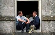 4 September 2002; Kilkenny captain Andy Comerford, left, and Clare captain Brian Lohan, with the Liam MacCarthy cup, during a photocall prior to the Guinness All-Ireland Senior Hurling Championship Final between Kilkenny and Clare. Photo by David Maher/Sportsfile