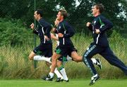 3 September 2002; Players, from left, Gary Breen, Lee Carsley, Stephen McPhail and Colin O'Brien during a Republic of Ireland training session at the AUL Complex in Clonshaugh, Dublin. Photo by Damien Eagers/Sportsfile