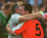 1 September 2002; Armagh's Aidan O'Rourke celebrates following the Bank of Ireland All-Ireland Senior Football Championship Semi-Final match between Armagh and Dublin at Croke Park in Dublin. Photo by Brian Lawless/Sportsfile