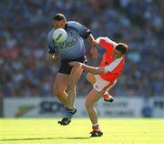1 September 2002; Ciaran Whelan of Dublin in action against Kieran Hughes of Armagh during the Bank of Ireland All-Ireland Senior Football Championship Semi-Final match between Armagh and Dublin at Croke Park in Dublin. Photo by Damien Eagers/Sportsfile