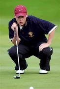 5 September 2002; Cian McNamara of Limerick Golf Club lines up a putt on the 14th hole during the Bulmers Senior Cup Final at Galway Golf Club in Galway. Photo by Ray McManus/Sportsfile