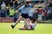 7 September 2002; Fergal Donnelly of Tyrone in action against Tomas Quinn of Dublin during the All-Ireland U21 Football Semi-Final match between Dublin and Tyrone at Breffni Park in Cavan. Photo by Damien Eagers/Sportsfile