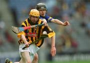 8 September 2002; James Fitzpatrick of Kilkenny in action against Michael Bergin of Tipperary during the All-Ireland Minor Hurling Championship Final match between Kilkenny and Tipperary at Croke Park in Dublin. Photo by Ray McManus/Sportsfile