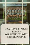 1 September 2002; A sign in protest against the GAA hangs in the window of a house situated in the surrounding residential area of Croke Park prior to the Bank of Ireland All-Ireland Senior Football Championship Semi-Final match between Armagh and Dublin at Croke Park in Dublin. Photo by Damien Eagers/Sportsfile