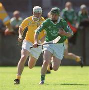 25 August 2002; Andrew O'Shaughnessy of Limerick during the All-Ireland U21 Hurling Championship Semi-Final match between Antrim and Limerick at Parnell Park in Dublin. Photo by Aoife Rice/Sportsfile