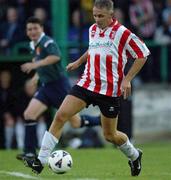 29 August 2002; David Kelly of Derry City during the eircom League Premier Division match between Derry City and St Patrick's Athletic at Brandywell Stadium in Derry. Photo by David Maher/Sportsfile