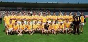 25 August 2002; The Antrim panel prior to the All-Ireland U21 Hurling Championship Semi-Final match between Antrim and Limerick at Parnell Park in Dublin. Photo by Aoife Rice/Sportsfile