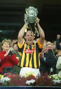 8 September 2002; Kilkenny captain Andy Comerford lifts the Liam MacCarthy cup following the Guinness All-Ireland Senior Hurling Championship Final match between Kilkenny and Clare at Croke Park in Dublin. Photo by Brendan Moran/Sportsfile