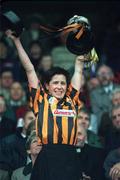 25 September 1994; Kilkenny captain Ann Downey lifts the cup following the All-Ireland Senior Camogie Championship Final match between Kilkenny and Wexford at Croke Park in Dublin. Photo by Ray McManus/Sportsfile
