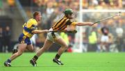 8 September 2002; Henry Shefflin of Kilkenny in action against James O'Connor of Clare during the Guinness All-Ireland Senior Hurling Championship Final match between Kilkenny and Clare at Croke Park in Dublin. Photo by Aoife Rice/Sportsfile