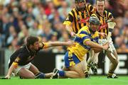 8 September 2002; Tony Carmody of Clare in action against goalkeeper James McGarry and Michael Kavanagh of Kilkenny during the Guinness All-Ireland Senior Hurling Championship Final match between Kilkenny and Clare at Croke Park in Dublin. Photo by Brian Lawless/Sportsfile