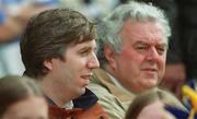 8 September 2002; Football Association of Ireland honorary treasurer John Delaney, left, with his father, Joe, former treasurer of the FAI, during the Guinness All-Ireland Senior Hurling Championship Final match between Kilkenny and Clare at Croke Park in Dublin. Photo by Ray McManus/Sportsfile