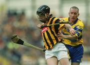8 September 2002; Derek Lyng of Kilkenny in action against David Hoey of Clare during the Guinness All-Ireland Senior Hurling Championship Final match between Kilkenny and Clare at Croke Park in Dublin. Photo by Damien Eagers/Sportsfile