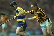 8 September 2002; David Forde of Clare in action against Michael Kavanagh of Kilkenny during the Guinness All-Ireland Senior Hurling Championship Final match between Kilkenny and Clare at Croke Park in Dublin. Photo by Brian Lawless/Sportsfile