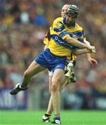 8 September 2002; Sean McMahon of Clare in action against Andy Comerford of Kilkenny during the Guinness All-Ireland Senior Hurling Championship Final match between Kilkenny and Clare at Croke Park in Dublin. Photo by Brian Lawless/Sportsfile