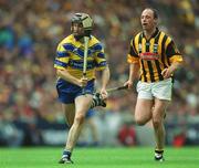8 September 2002; Sean McMahon of Clare in action against Andy Comerford of Kilkenny during the Guinness All-Ireland Senior Hurling Championship Final match between Kilkenny and Clare at Croke Park in Dublin. Photo by Brian Lawless/Sportsfile