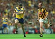 8 September 2002; Sean McMahon of Clare in action against Andy Comerford of Kilkenny during the Guinness All-Ireland Senior Hurling Championship Final match between Kilkenny and Clare at Croke Park in Dublin. Photo by Brian Lawless/Sportsfile