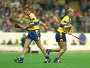 8 September 2002; Ollie Baker of Clare, comes on as a substitute for John Reddan, left, during the Guinness All-Ireland Senior Hurling Championship Final match between Kilkenny and Clare at Croke Park in Dublin. Photo by Aoife Rice/Sportsfile