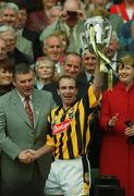 8 September 2002; DJ Carey of Kilkenny lifts the Liam MacCarthy cup following the Guinness All-Ireland Senior Hurling Championship Final match between Kilkenny and Clare at Croke Park in Dublin. Photo by Aoife Rice/Sportsfile