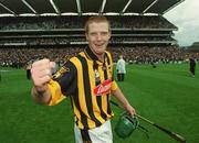 8 September 2002; Henry Shefflin of Kilkenny celebrates following the Guinness All-Ireland Senior Hurling Championship Final match between Kilkenny and Clare at Croke Park in Dublin. Photo by Ray McManus/Sportsfile