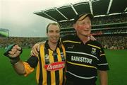 8 September 2002; Kilkenny's DJ Carey and manager Brian Cody celebrate following the Guinness All-Ireland Senior Hurling Championship Final match between Kilkenny and Clare at Croke Park in Dublin. Photo by Ray McManus/Sportsfile