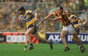 8 September 2002; Frank Lohan of Clare in action against Andy Comerford of Kilkenny during the Guinness All-Ireland Senior Hurling Championship Final match between Kilkenny and Clare at Croke Park in Dublin. Photo by Damien Eagers/Sportsfile