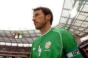 7 September 2002; Republic of Ireland captain Kenny Cunningham leads his side out prior to the UEFA European Championship 2004 Qualifier Group 10 match between Russia and Republic of Ireland at the Lokomotiv Moscow Stadium in Moscow, Russia. Photo by David Maher/Sportsfile
