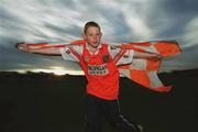 11 September 2002; A young Armagh supporter flies his flag during an Armagh football press night at the Athletic Grounds in Armagh, prior to the All-Ireland football final against Kerry. Photo by Brendan Moran/Sportsfile
